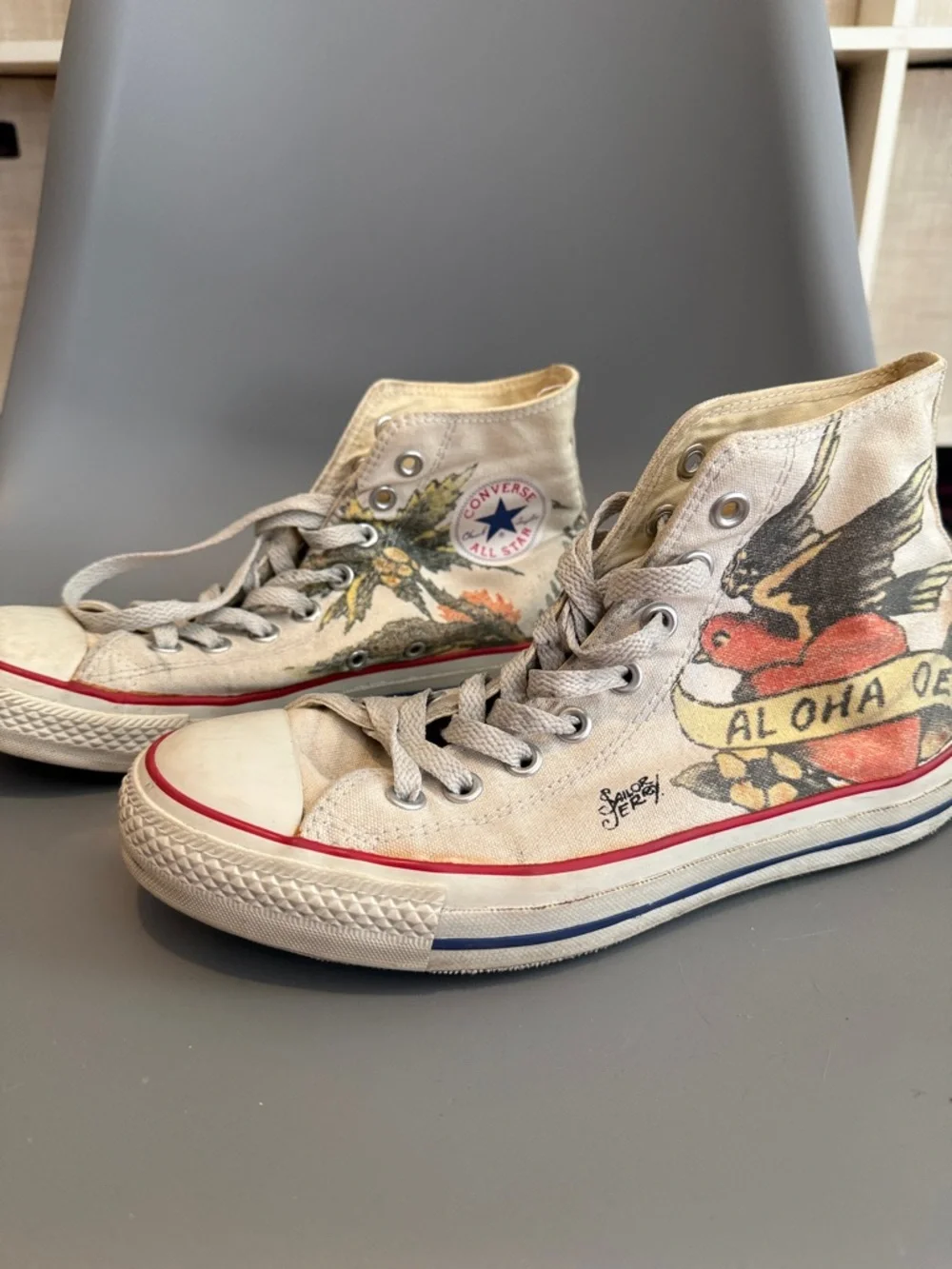 2008 Limited Edition Sailor Jerry Converse High Top Sneakers - Picture 1 of 5